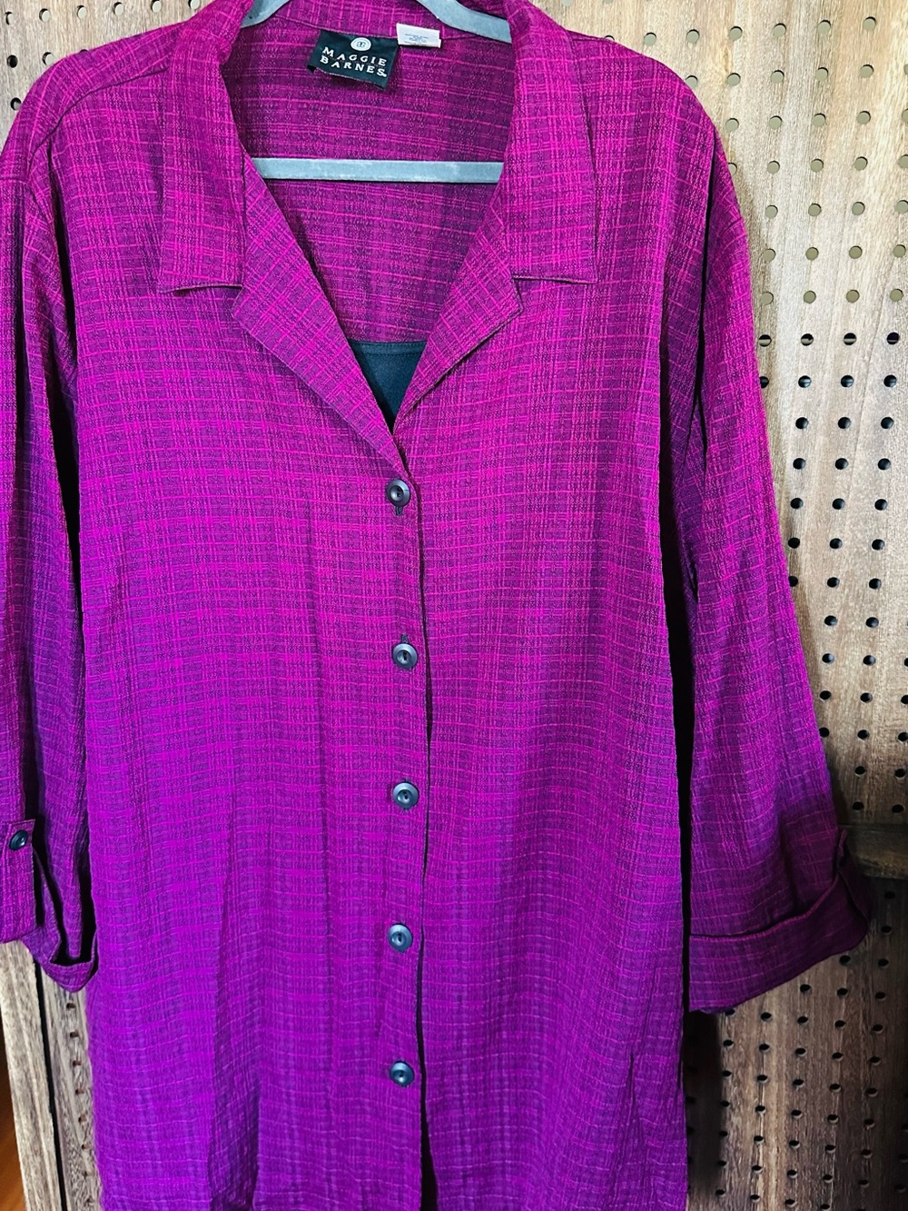 Maggie Barnes Fuchsia Button-Front Tunic Plus Size 34W